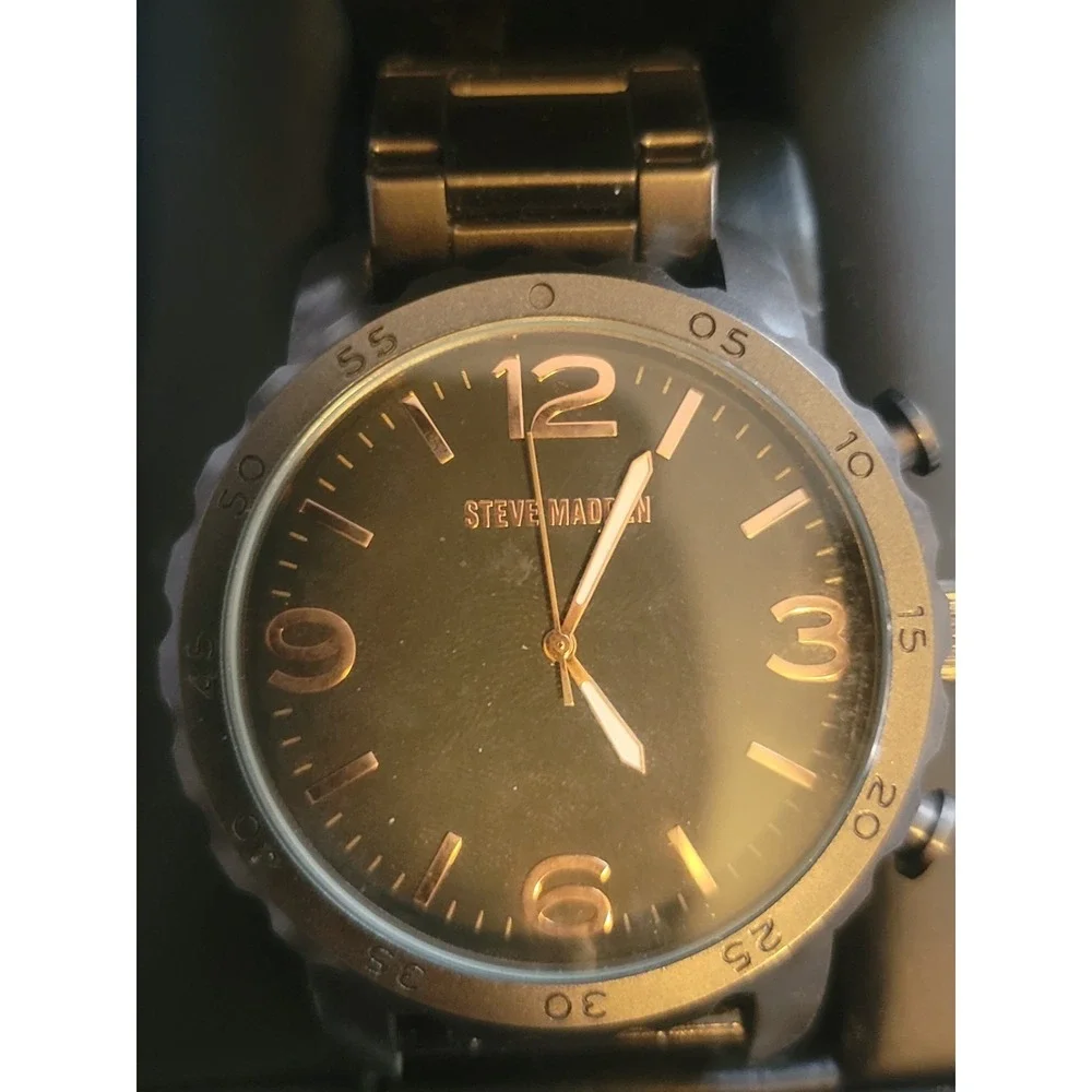 Steve‎ Madden Men's Black Metal Watch – Quartz – Stainless Steel Back